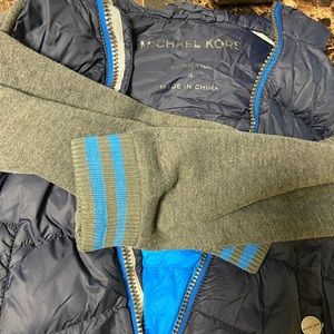 Size 4 Michael Kors blue and grey hooded jacket